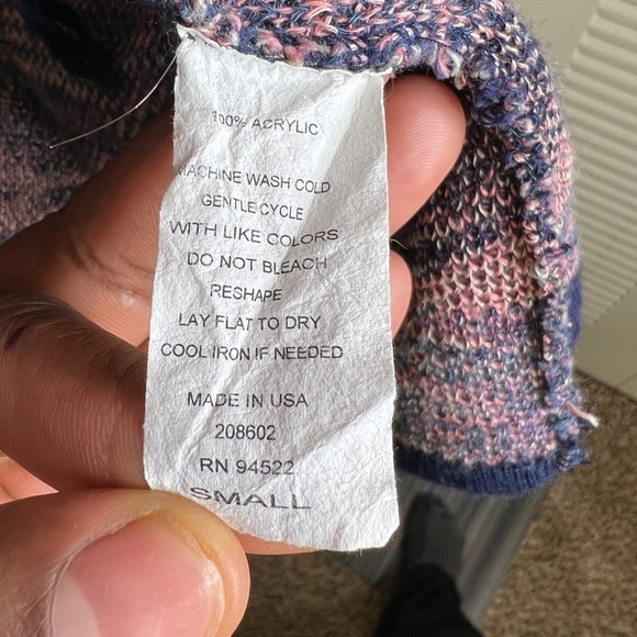 Altar’d State Blue Pink Aztec Open Front Cardigan Womens Small Boho Eccentric - Picture 3 of 8